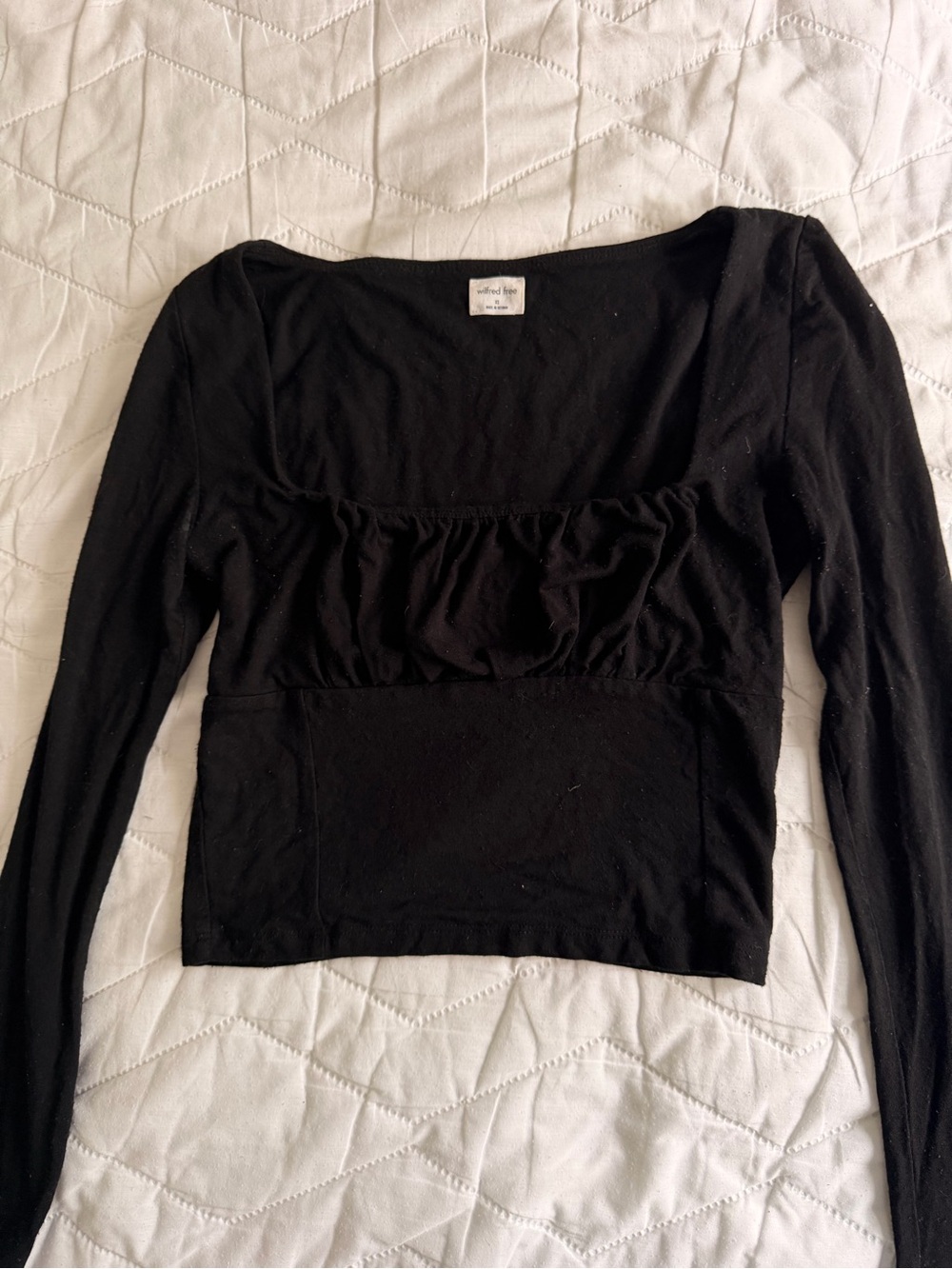 Wilfred Black Square-Neck Long Sleeve Top